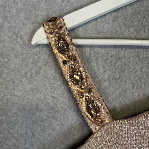 Vintage Jackie Jon Women's 14 Metallic Gold Embellished Evening Wear Mini Dress - Picture 4 of 9